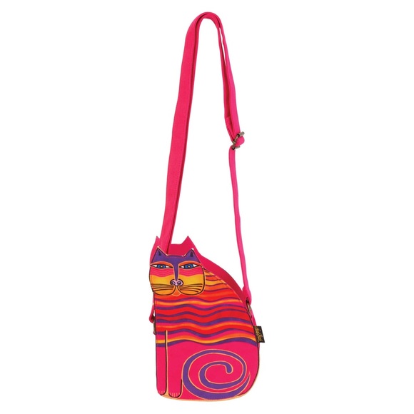 Laurel Burch Handbags - 🆕 Laurel Burch Striped Cat Cut Out Crossbody in Hot Pink